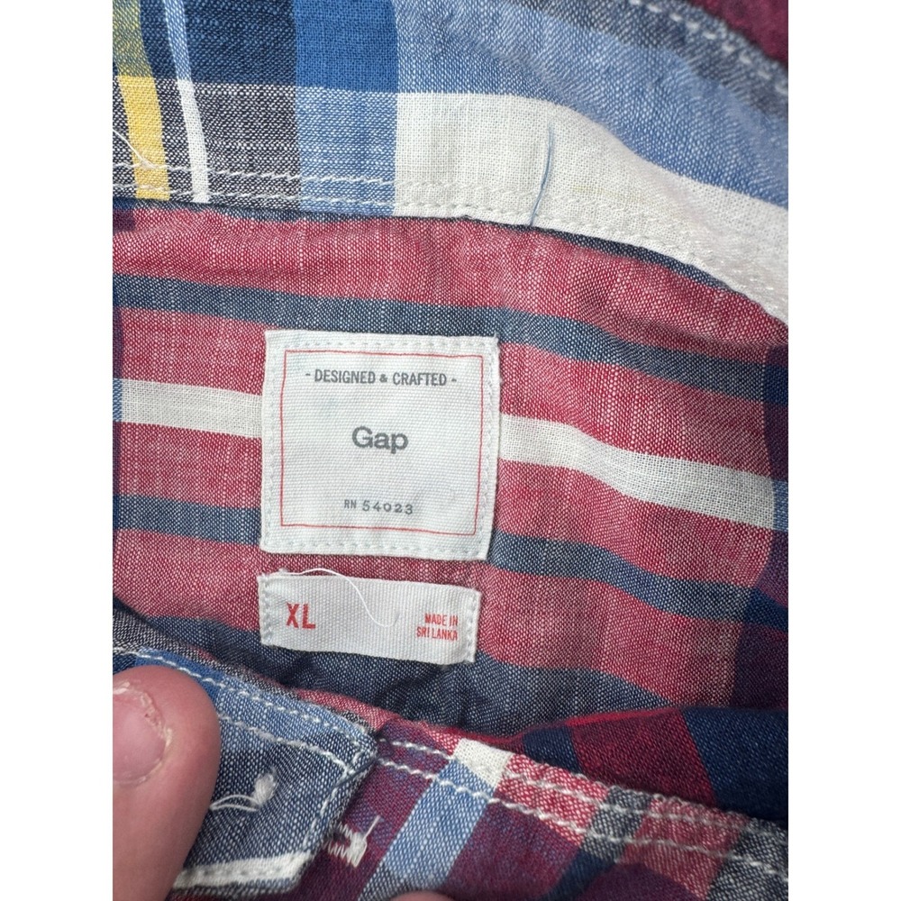 Gap Plaid Lot Shirts Mens XL Multicolor Teal Red Cotton Bundle 2 Pack Button Up - Picture 4 of 16
